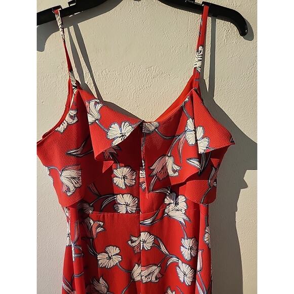 Roz & Ali Maxi Spaghetti Strap Dress Floral Blue Red White Tropical Size 12P - Picture 8 of 10